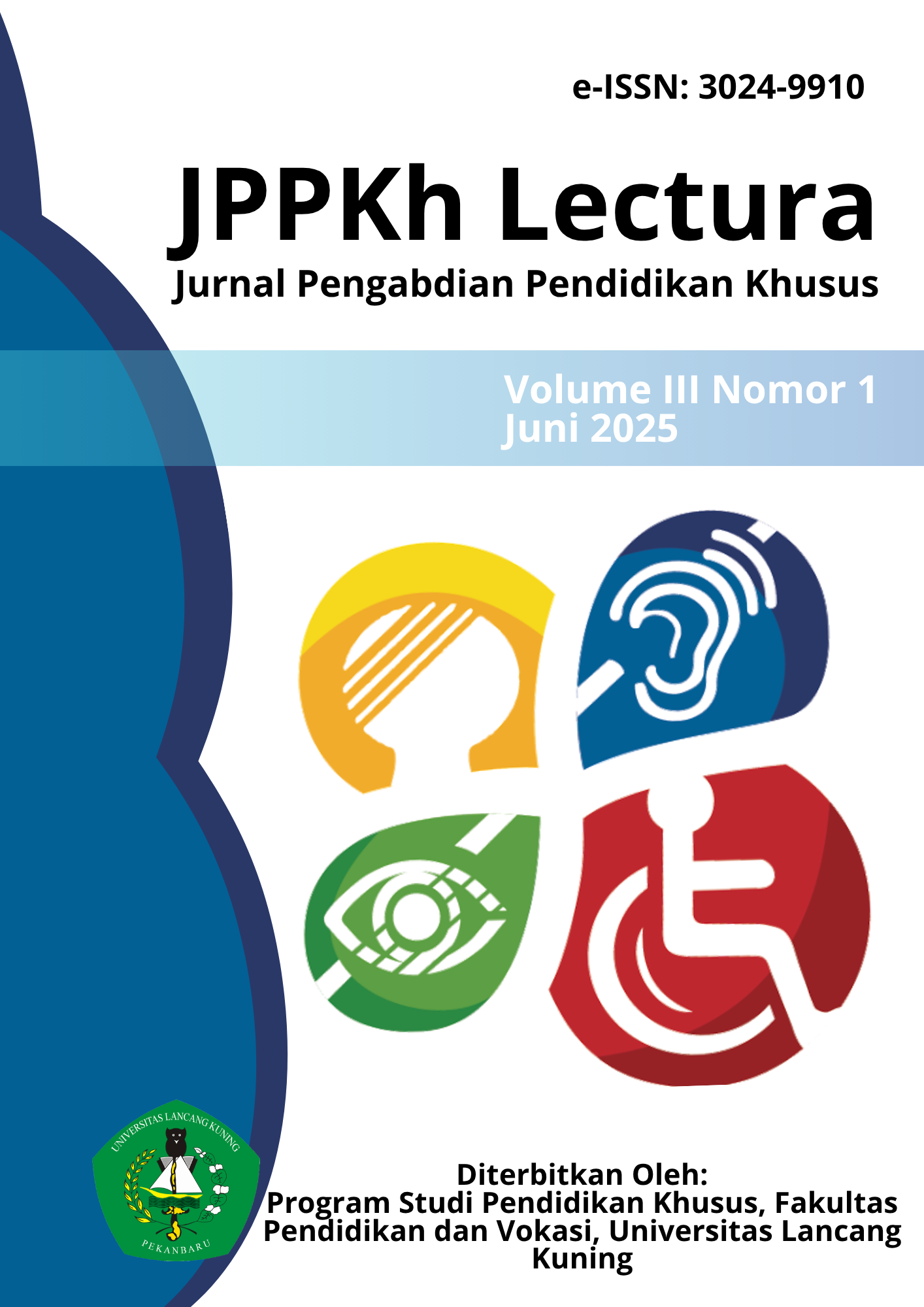 					View Vol. 3 No. 1 (2025): JPPKh Lectura: Jurnal Pengabdian Pendidikan Khusus
				