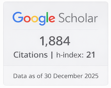 Google Scholar: 1,884 citations; h-index 21 – Data as of 30 December 2025